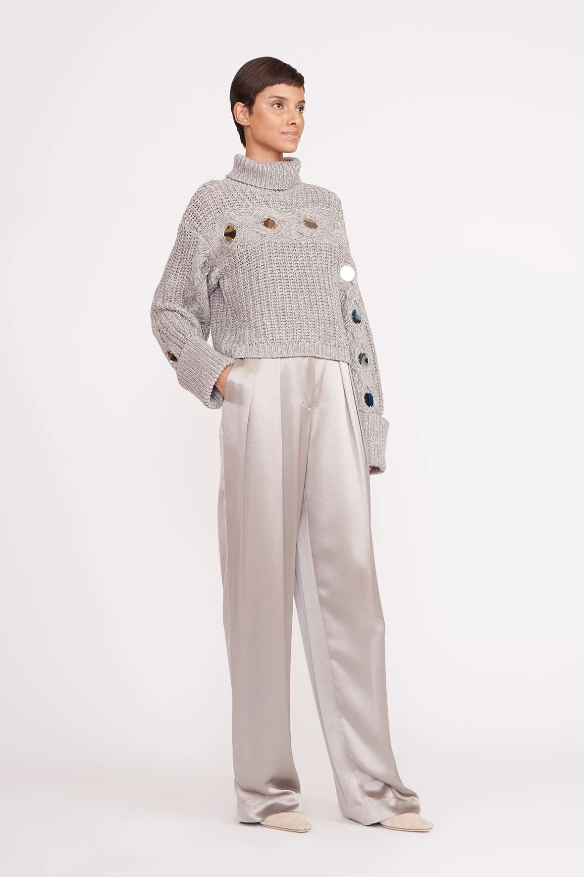 VERNACULAR SWEATER | MIRRORED HEATHER GREY 4 VERNACULAR SWEATER | MIRRORED HEATHER GREY - Image 2