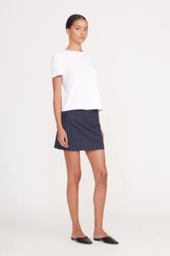 ANNETTE SKIRT | NAVY PINSTRIPE -Staud 063 230516 Staud Fall Ecom 03256 web