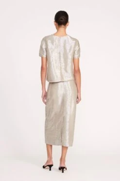 INGRID TOP | SILVER -Staud 11 INGRID TOP TULIP SKIRT SILVER 0181 web