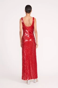 MAXI LE SABLE DRESS | POINSETTIA -Staud 111 MAXI LE SABLE SEQUIN POINSETTIA 1003 web