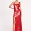 MAXI LE SABLE DRESS | POINSETTIA -Staud 116 MAXI LE SABLE SEQUIN POINSETTIA 0987 web
