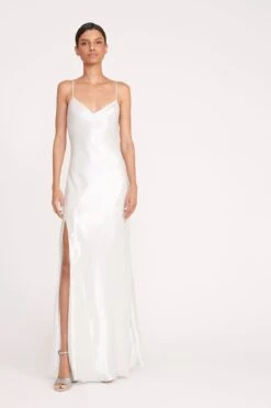 ALEXA DRESS | SILVER -Staud 193 ALEXA DRESS SILVER LAME 0658 web