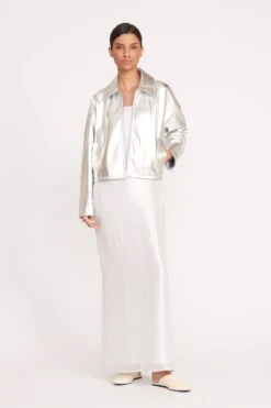 CASEY DRESS | SILVER -Staud 199 CASEY DRESS SILVER 0631 web