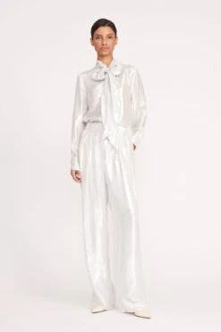 MARYN TOP | SILVER -Staud 214 MARYN TOP SILVER LUISA PANT SILVER 0530 web