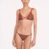 OLIVIA BEADED TRIANGLE TOP | CLOVE -Staud Bikini Brown 06057