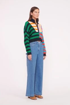 CROPPED HAMPTON SWEATER | CABANA STRIPE MULTI -Staud CROPPED HAMPTON CABANA STRIPE 01584 web