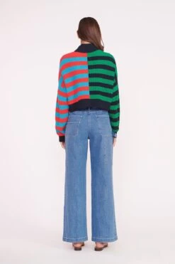 CROPPED HAMPTON SWEATER | CABANA STRIPE MULTI -Staud CROPPED HAMPTON CABANA STRIPE 01592 web