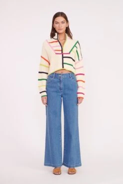 CROPPED HAMPTON SWEATER | CREAM RAINBOW MULTI -Staud CROPPED HAMPTON CREME RAINBOW MULTI 01609 web