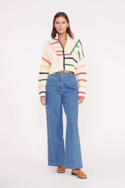 CROPPED HAMPTON SWEATER | CREAM RAINBOW MULTI -Staud CROPPED HAMPTON CREME RAINBOW MULTI 01610 web