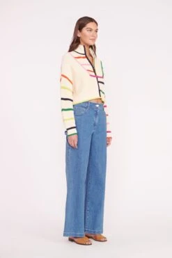 CROPPED HAMPTON SWEATER | CREAM RAINBOW MULTI -Staud CROPPED HAMPTON CREME RAINBOW MULTI 01612 web