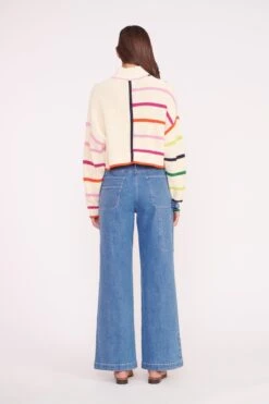 CROPPED HAMPTON SWEATER | CREAM RAINBOW MULTI -Staud CROPPED HAMPTON CREME RAINBOW MULTI 01622 web
