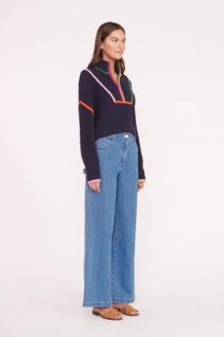 CROPPED HAMPTON SWEATER | NAVY MULTI -Staud CROPPED HAMPTON NAVY MULTI 01547 web