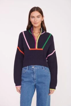 CROPPED HAMPTON SWEATER | NAVY MULTI