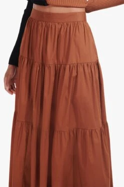 SEA SKIRT | TAN -Staud Cargo Sweater Tan Black Sea Skirt Tan 00957 web