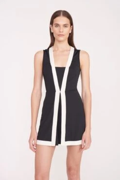 CROSS-COURT DRESS | BLACK IVORY 10 CROSS-COURT DRESS | BLACK IVORY -Staud Cross Court Dress Ivory Black 029 01597 web