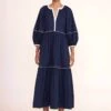 DEMI DRESS | NAVY WHITE -Staud Demi Dress Navy 02450 web
