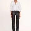 ELLIOT PANT | BLACK VEGAN LEATHER -Staud Dill Top White Elliot Pant Black 001 edit web