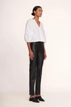 ELLIOT PANT | BLACK VEGAN LEATHER -Staud Dill Top White Elliot Pant Black 005 edit web