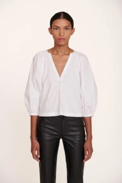 ELLIOT PANT | BLACK VEGAN LEATHER -Staud Dill Top White Elliot Pant Black 008 edit web