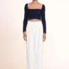 LUISA PANT | IVORY -Staud Eleanora Top Navy 1 ccd66f8e 8103 4aeb a4cd 35549e484453