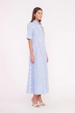 SYLVIA MULE | NATURAL LINEN -Staud JOAN MAXI DRESS SEA STRIPE 01861 web 1