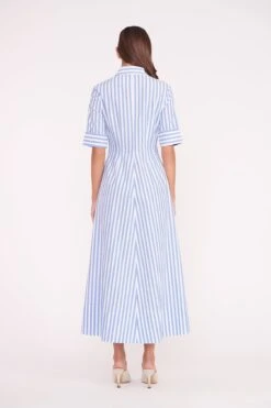 SYLVIA MULE | NATURAL LINEN -Staud JOAN MAXI DRESS SEA STRIPE 01875 web 1