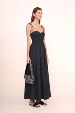 TOMMY BEADED BAG | BLACK WHITE -Staud LANDRY DRESS BLACK 00249 web