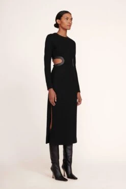 LONG SLEEVE DOLCE DRESS | BLACK 10 LONG SLEEVE DOLCE DRESS | BLACK -Staud Long Sleeve Dolce Dress Black 004 edit web 1