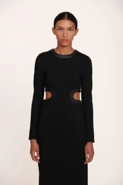 LONG SLEEVE DOLCE DRESS | BLACK 12 LONG SLEEVE DOLCE DRESS | BLACK -Staud Long Sleeve Dolce Dress Black 007 edit web 1