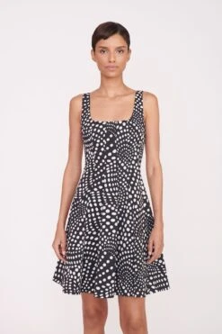 MINI WELLS DRESS | BLACK WAVY DOT 10 MINI WELLS DRESS | BLACK WAVY DOT -Staud MINI WELLS DRESS 007 00202 web