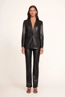 MADDEN BLAZER | BLACK VEGAN LEATHER -Staud Madden Blazer Black Elliot Pant Black 275 edit