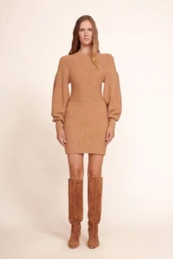WALLY BOOT | TAN SUEDE 16 WALLY BOOT | TAN SUEDE -Staud Marylebone Dress Camel 002 edit web