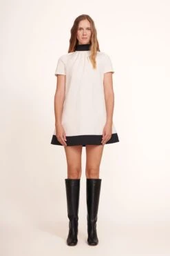 NANCY BOOT | BLACK -Staud Mini Ilana Dress Ivory Black 001 edit web 5a4166f1 d84e 4c76 8f28 e90cbec691c0