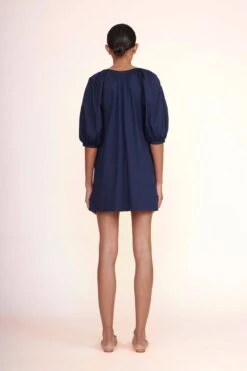 MINI VINCENT DRESS | NAVY -Staud Mini Vincent Dress Black 00493 web