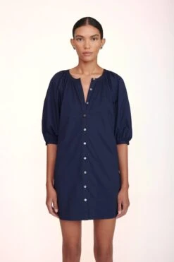 MINI VINCENT DRESS | NAVY -Staud Mini Vincent Dress Black 00498 web