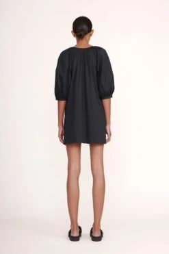MINI VINCENT DRESS | BLACK -Staud Mini Vincent Dress Navy 00509 web