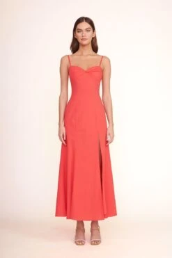 LAUREL CRYSTAL HEEL | RHINESTONE CASHEW SUEDE -Staud NATALY DRESS HIBISCUS 00361 web