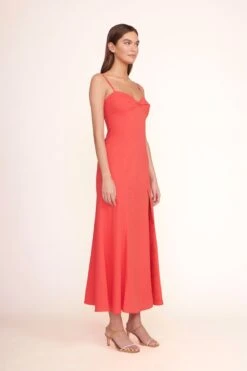 LAUREL CRYSTAL HEEL | RHINESTONE CASHEW SUEDE -Staud NATALY DRESS HIBISCUS 00367 web