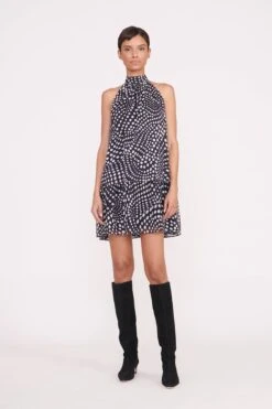 MARLOWE DRESS | BLACK WAVY DOT