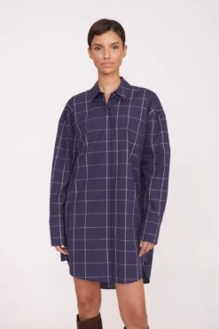COLTON DRESS | NAVY PLAID -Staud Pre Fall 032 01028 web