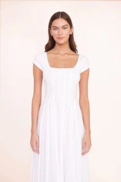 MAXI SHORT SLEEVE WELLS DRESS | WHITE 10 MAXI SHORT SLEEVE WELLS DRESS | WHITE -Staud RENAME WHITE DRESS BAGS 02051 web