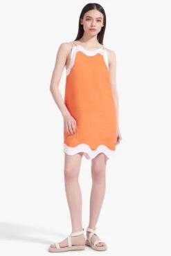 RENATA DRESS | TANGERINE WHITE -Staud Renata Dress Tangerine White 02821 web