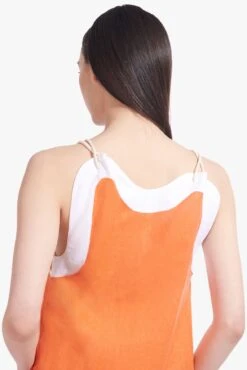 RENATA DRESS | TANGERINE WHITE -Staud Renata Dress Tangerine White 02838 web