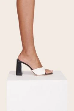 SLOANE HEEL | BLACK WHITE SNAKE EMBOSSED -Staud SLOANE HEEL BLACK WHITE SNAKE EMBOSSED 1 web