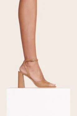 SOLANGE HEEL | TAN SNAKE EMBOSSED -Staud SOLANGE HEEL TAN SNAKE EMBOSSED 1 web