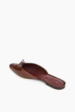 GINA MULE | BROWN CROC EMBOSSED -Staud STAUD GINA BROWN CROC SLIDE 164