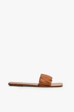 NINA RUCHED SANDAL | TAN -Staud STAUD MAYA RUCHED SANDAL TAN NAPPA SPRING 21 12