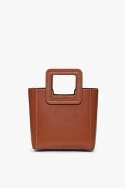 MINI SHIRLEY LEATHER BAG | SADDLE -Staud STAUD MINI SHIRLEY BAG SADDLE FALL19 1