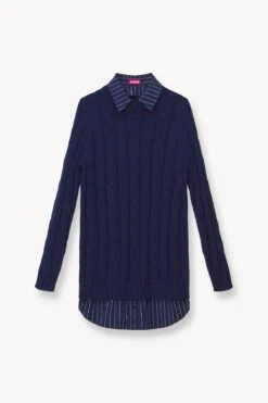 ALDRIN DRESS | NAVY PINSTRIPE -Staud STAUD ALDRIN KNIT DRESS NAVY NAVY PINSTRIPE FALL 23 ECOM 1 1