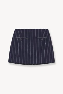 ANNETTE SKIRT | NAVY PINSTRIPE -Staud STAUD ANNETTE SKIRT NAVY PINSTRIPE FALL 23 ECOM 1